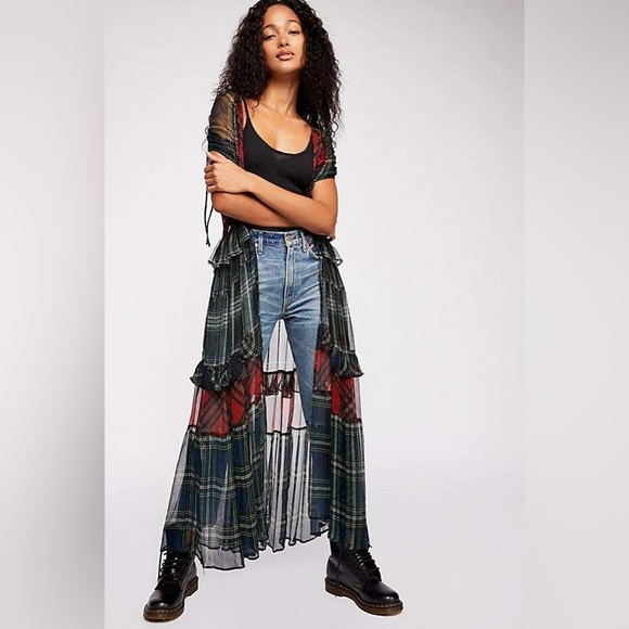Free People Tops - RARE! Free People x NFC Plaid Sheer Capulet Kimono Robe 90’s Grunge